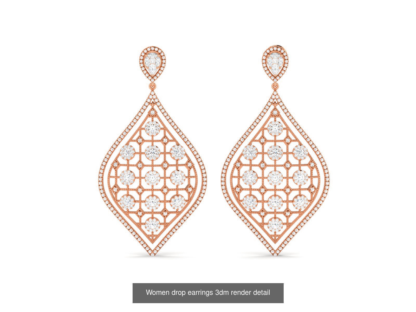 162 Women drop earrings 3dm render detail  3D Model Collection_30