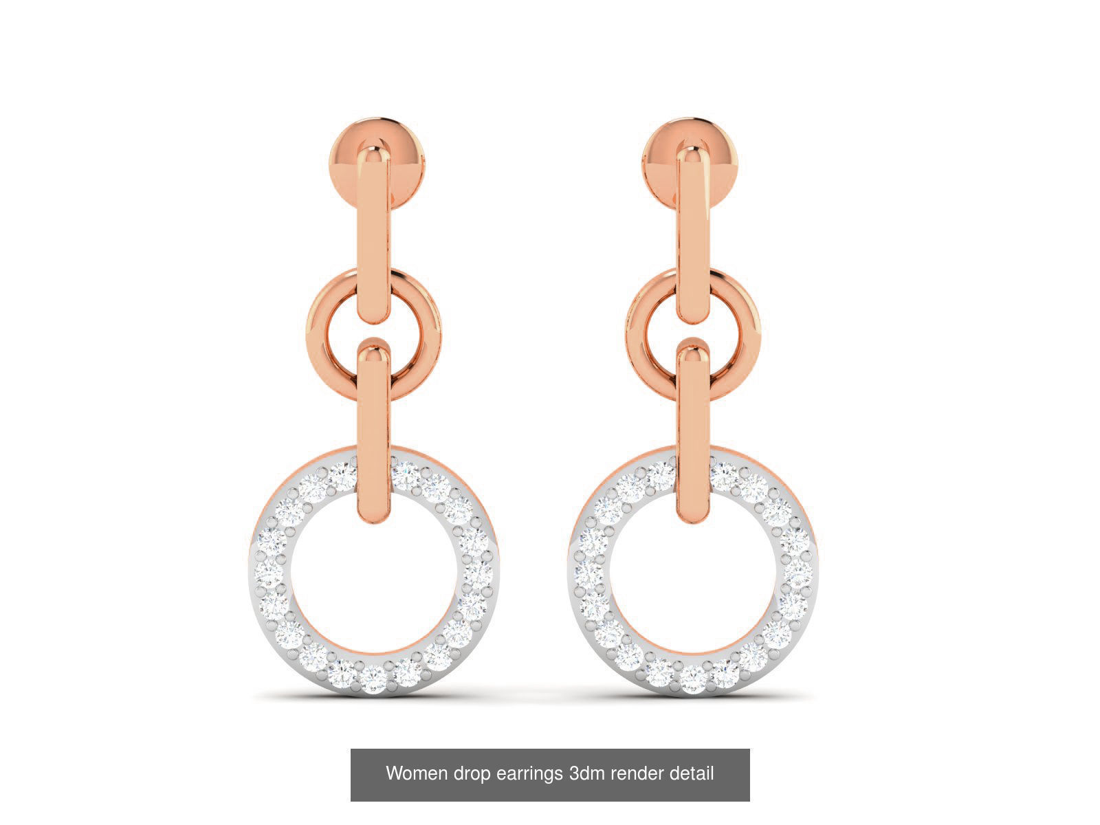 162 Women drop earrings 3dm render detail  3D Model Collection_78
