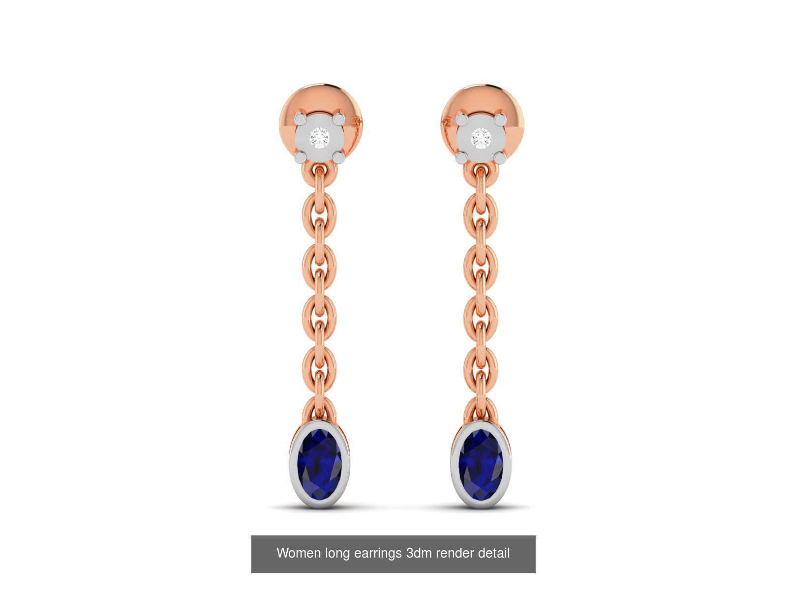 162 Women drop earrings 3dm render detail  3D Model Collection_164