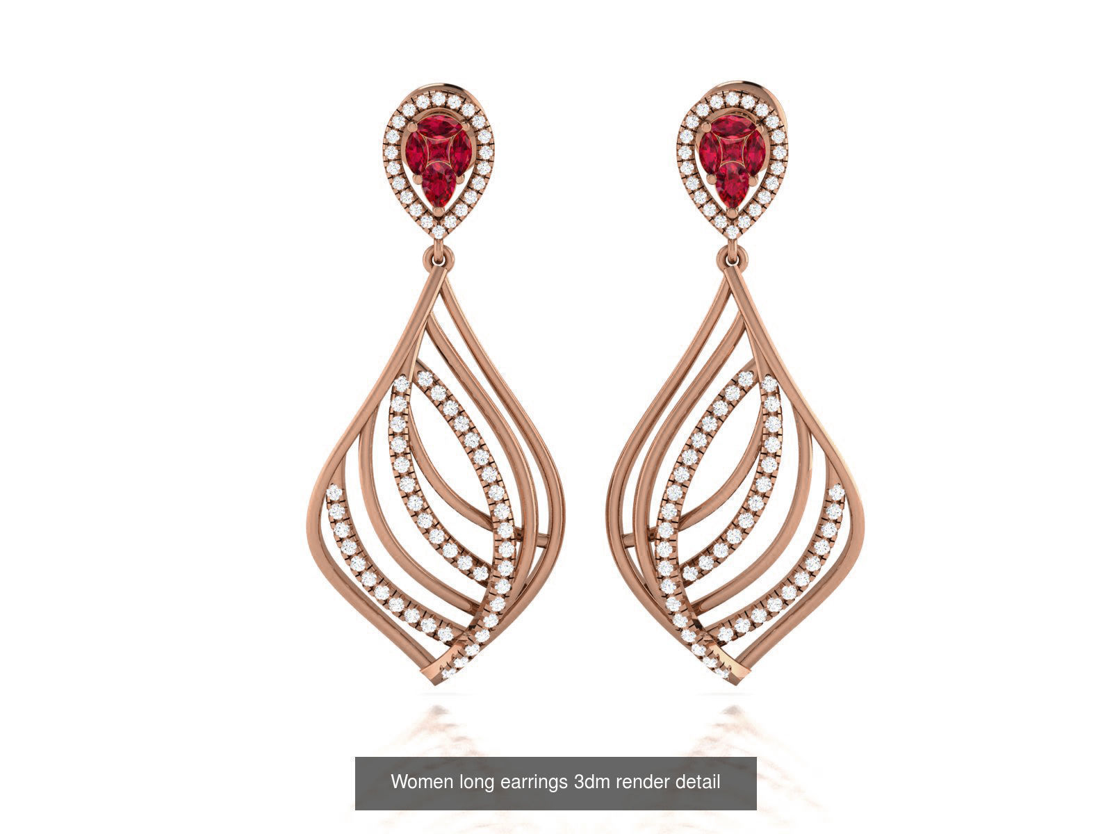 162 Women drop earrings 3dm render detail  3D Model Collection_21