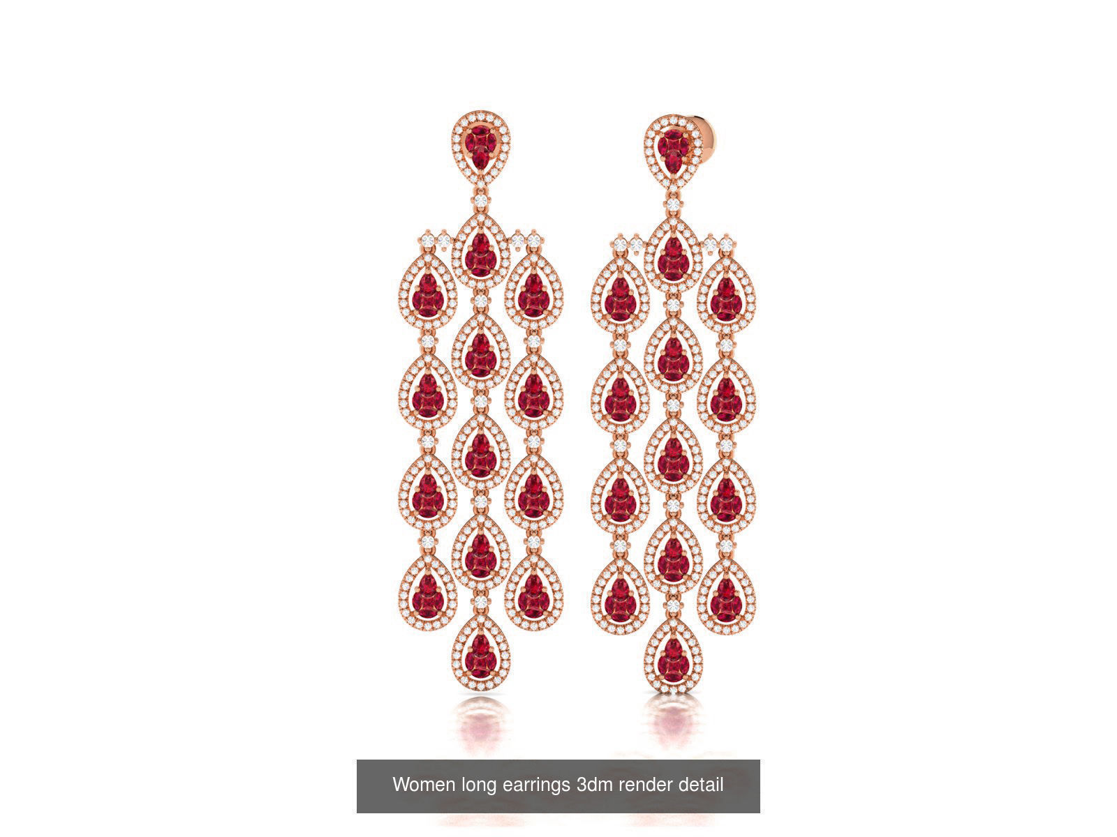162 Women drop earrings 3dm render detail  3D Model Collection_40