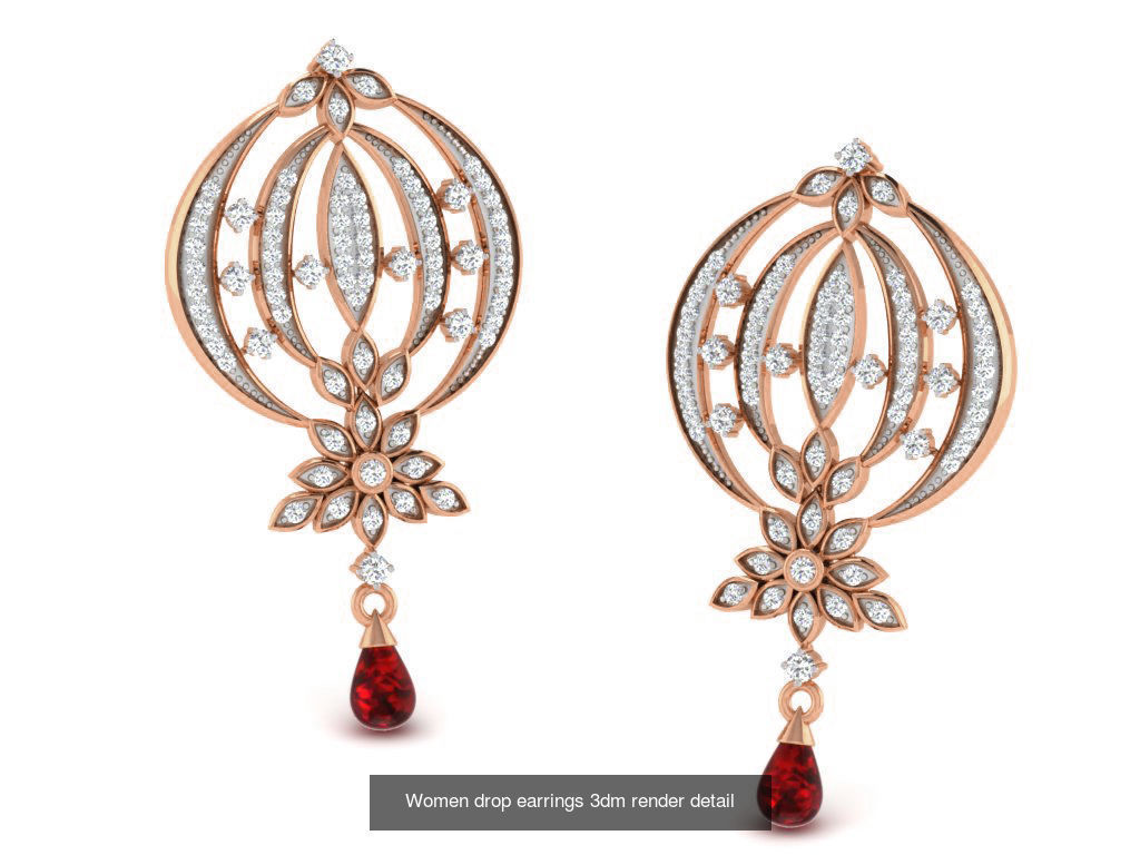 162 Women drop earrings 3dm render detail  3D Model Collection_95