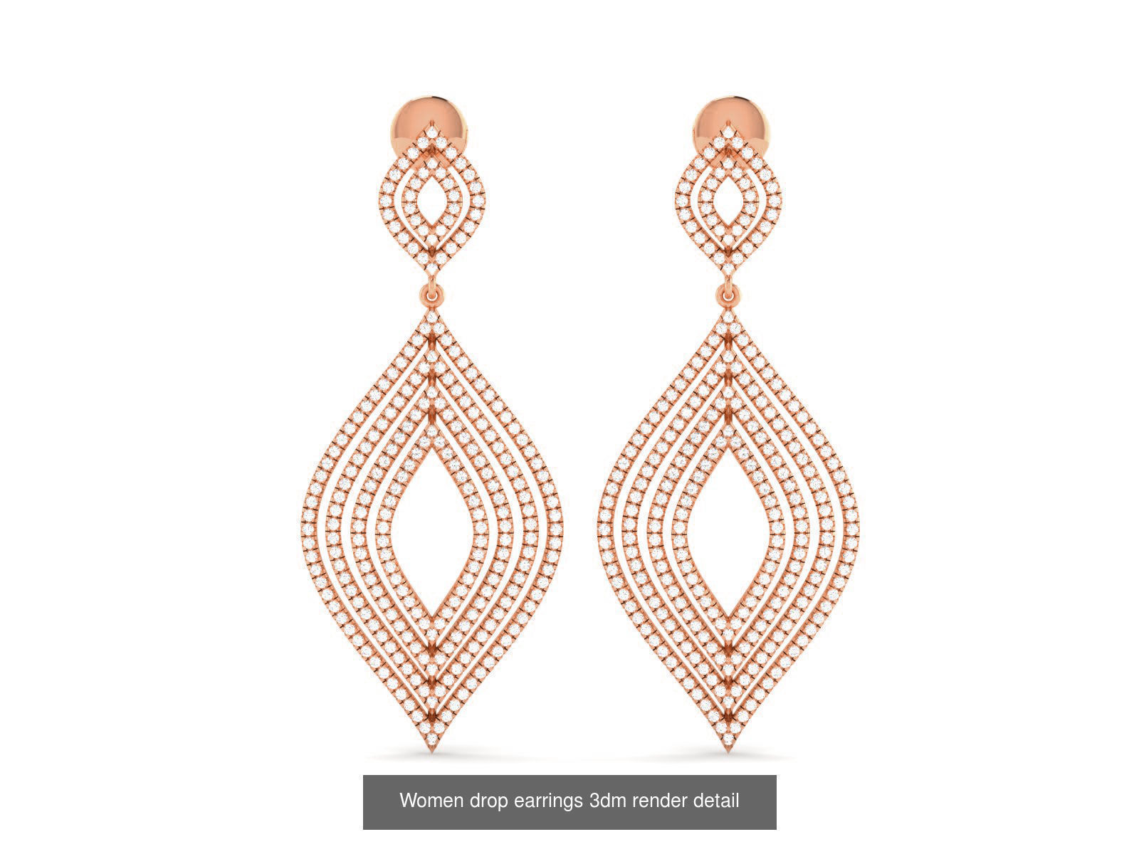 162 Women drop earrings 3dm render detail  3D Model Collection_32