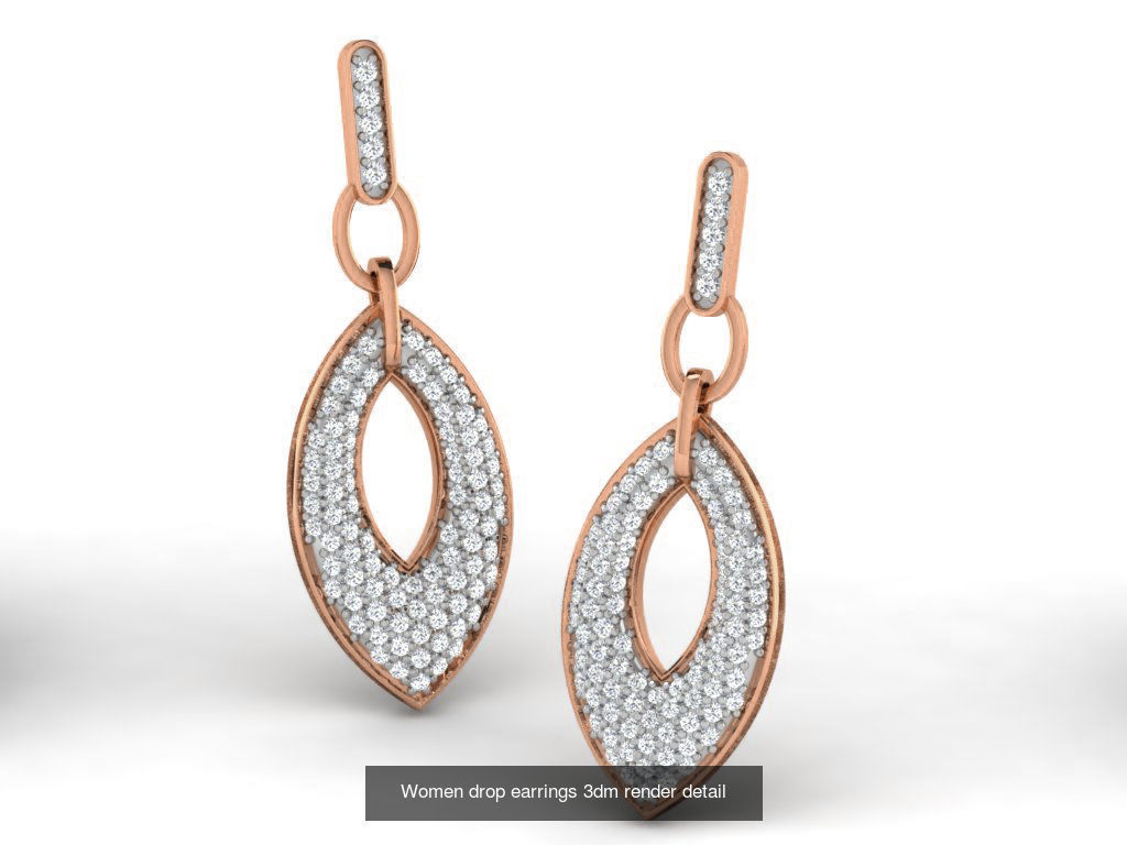 162 Women drop earrings 3dm render detail  3D Model Collection_64