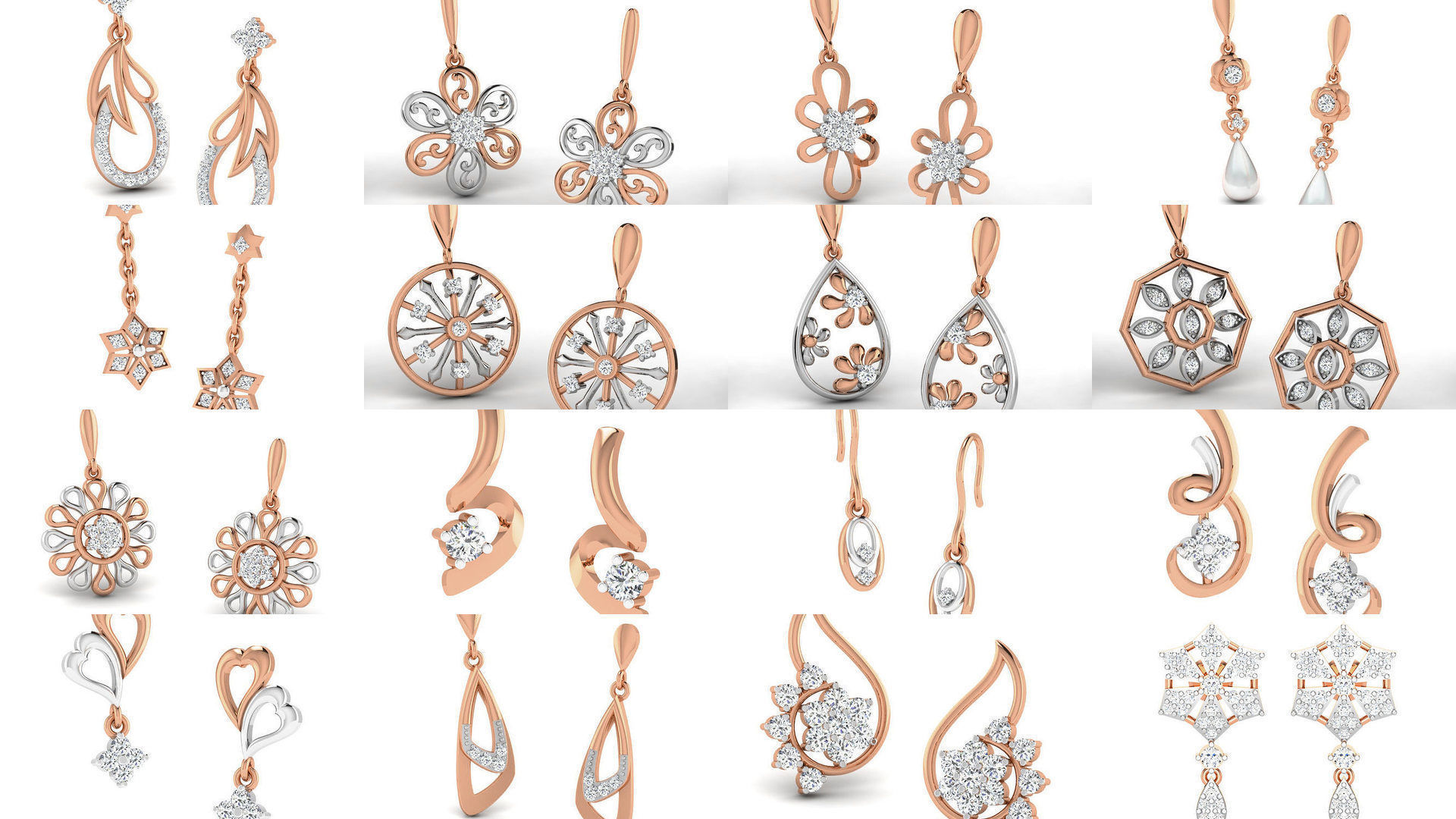 162 Women drop earrings 3dm render detail  3D Model Collection_11
