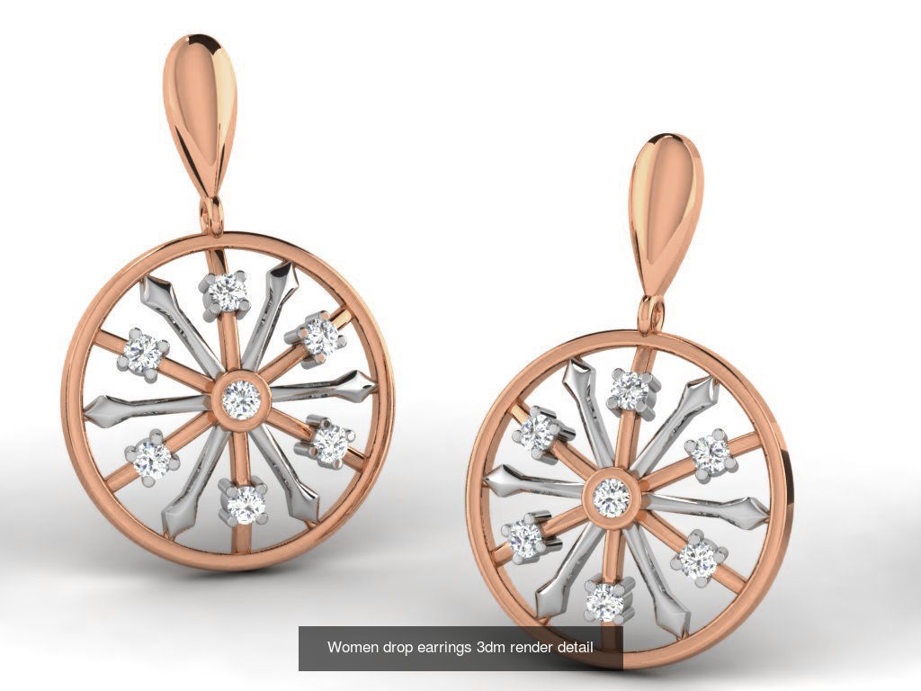 162 Women drop earrings 3dm render detail  3D Model Collection_121