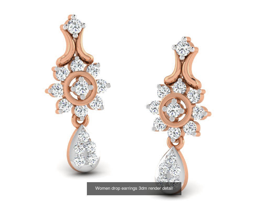 162 Women drop earrings 3dm render detail  3D Model Collection_169