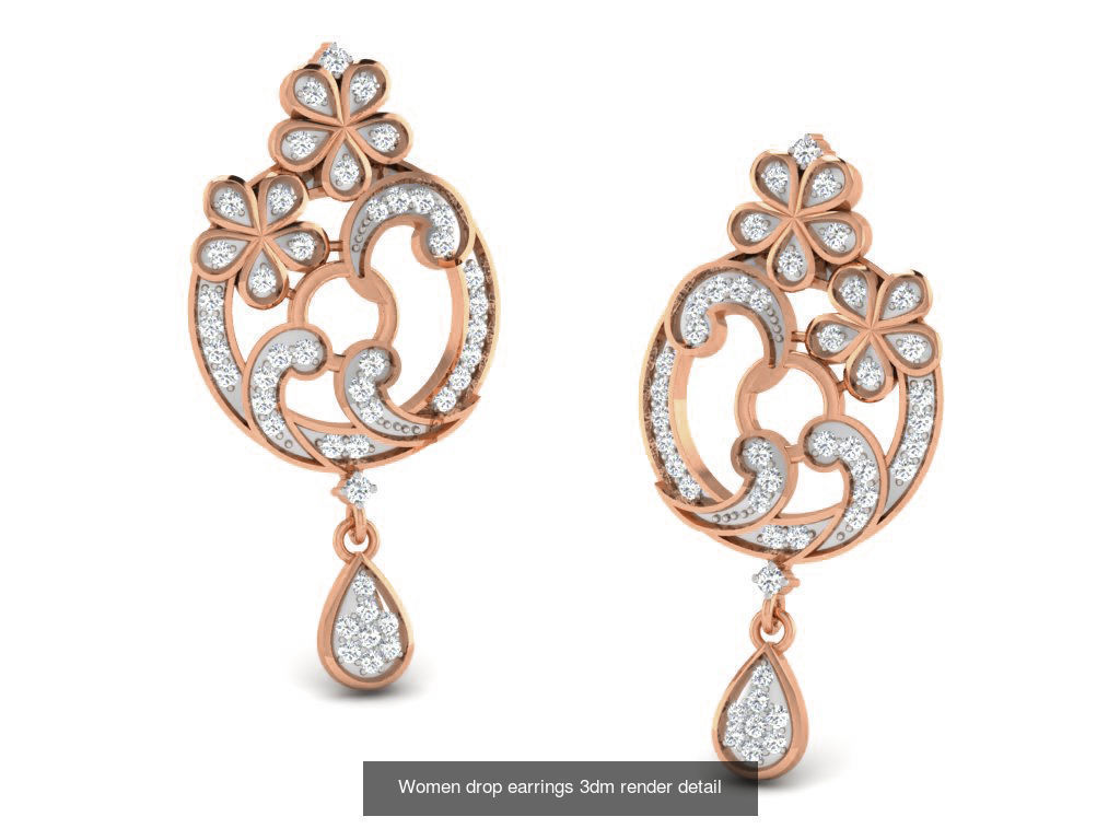 162 Women drop earrings 3dm render detail  3D Model Collection_89