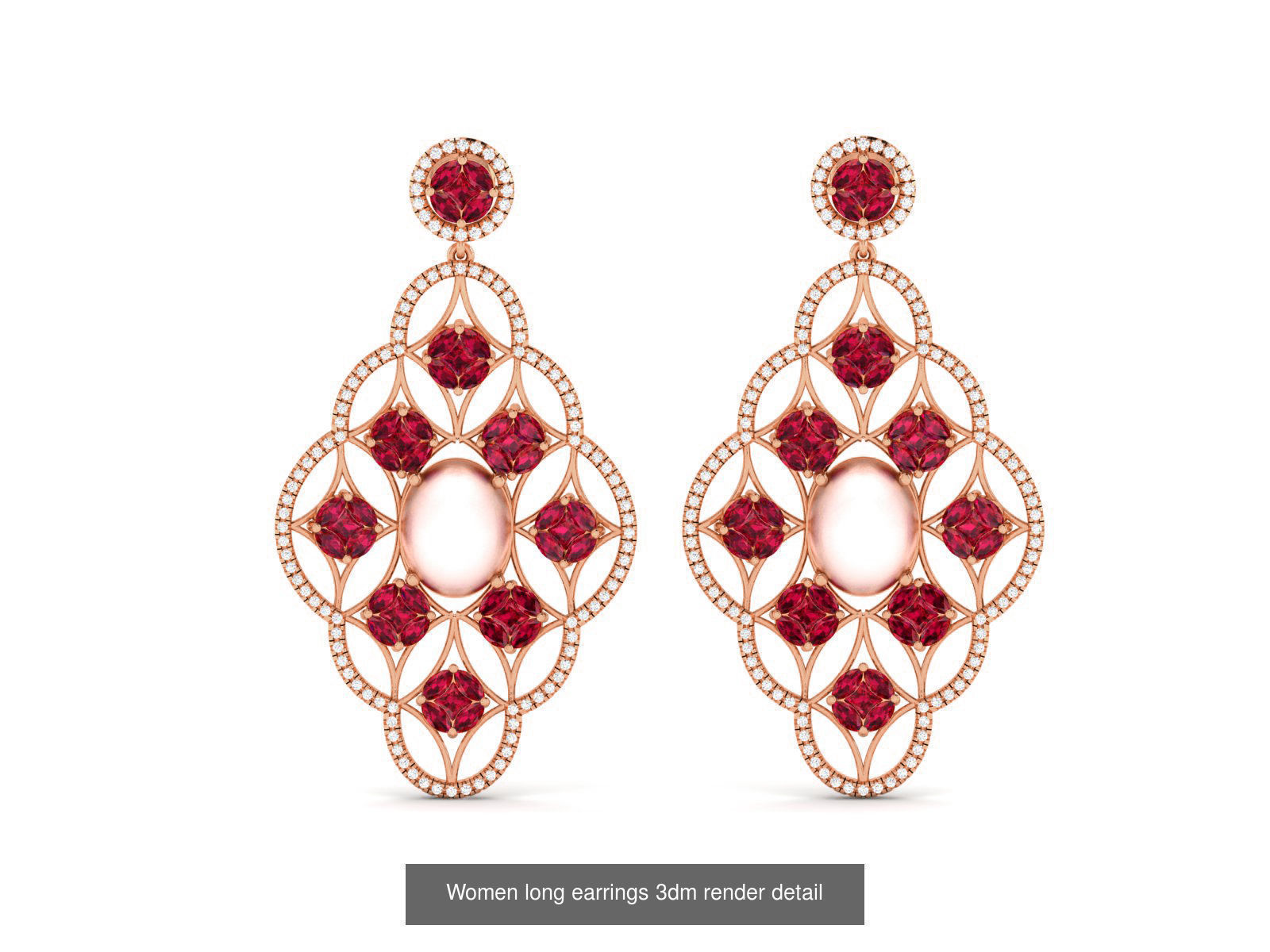 162 Women drop earrings 3dm render detail  3D Model Collection_38