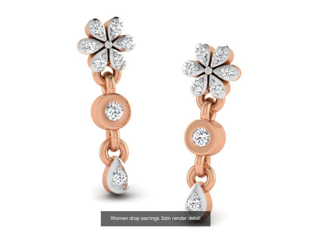 162 Women drop earrings 3dm render detail  3D Model Collection_149