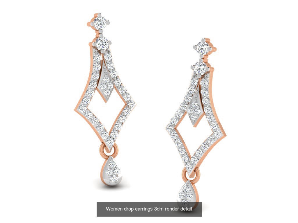 162 Women drop earrings 3dm render detail  3D Model Collection_145