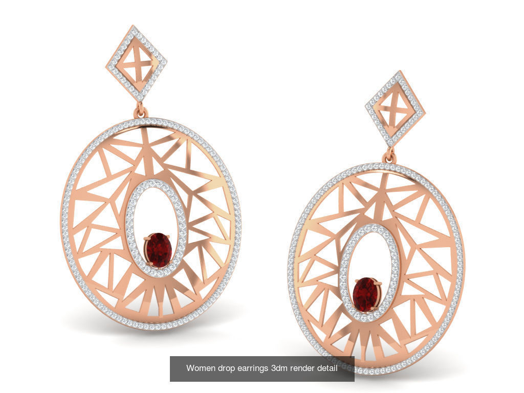 162 Women drop earrings 3dm render detail  3D Model Collection_85
