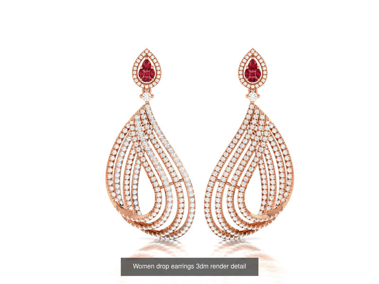 162 Women drop earrings 3dm render detail  3D Model Collection_22