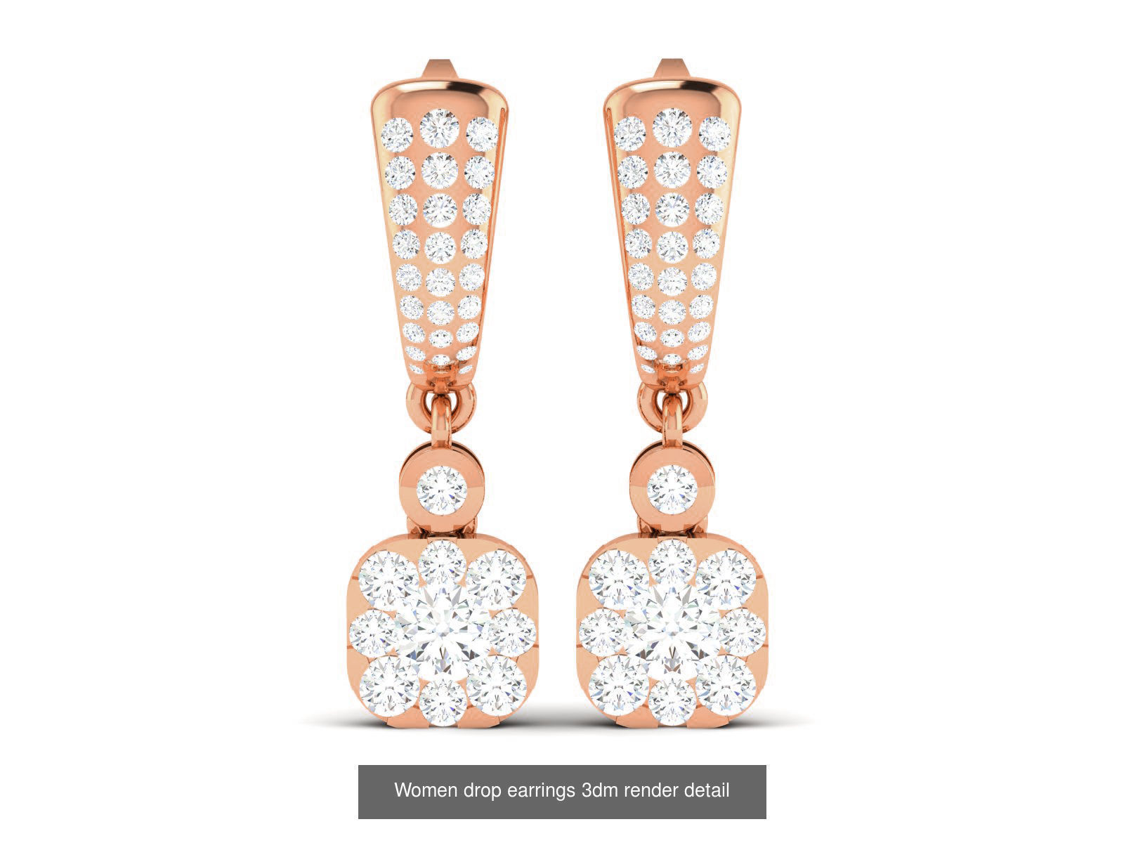 162 Women drop earrings 3dm render detail  3D Model Collection_43