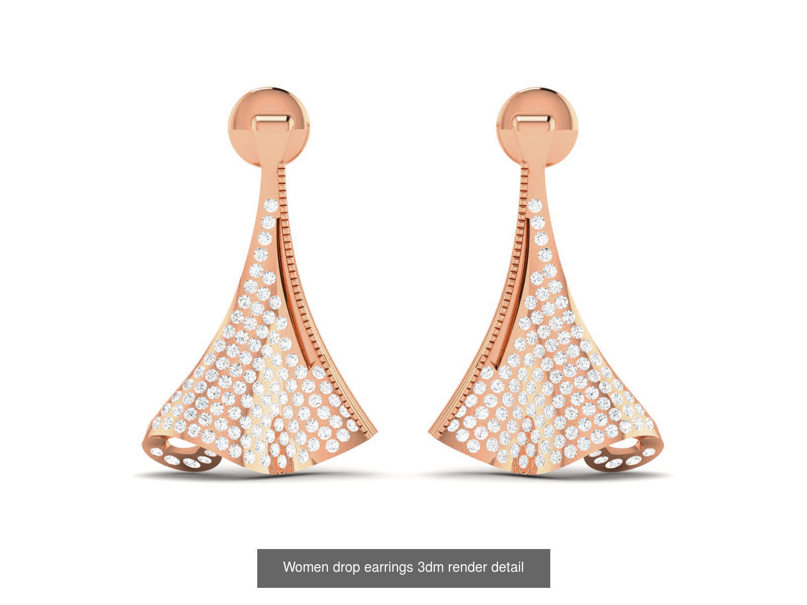 162 Women drop earrings 3dm render detail  3D Model Collection_46