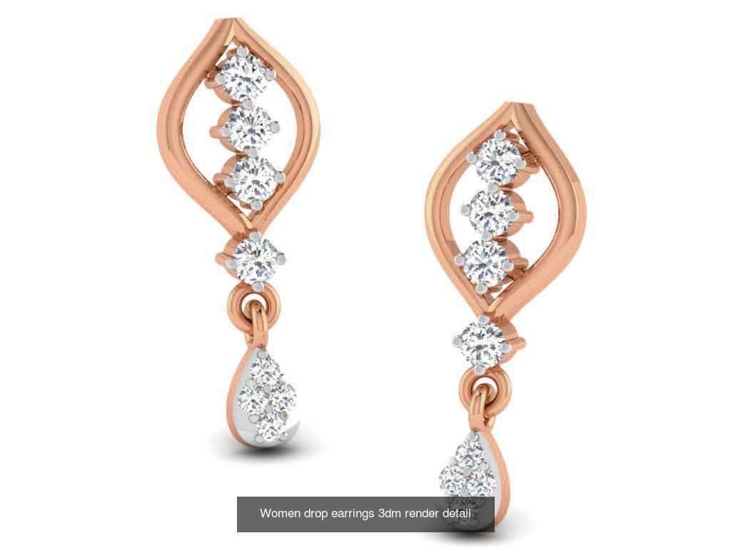 162 Women drop earrings 3dm render detail  3D Model Collection_84