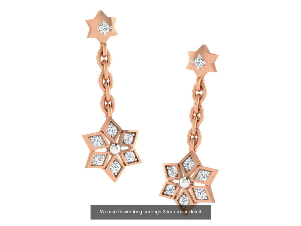 162 Women drop earrings 3dm render detail  3D Model Collection_120