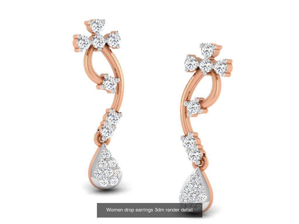 162 Women drop earrings 3dm render detail  3D Model Collection_139