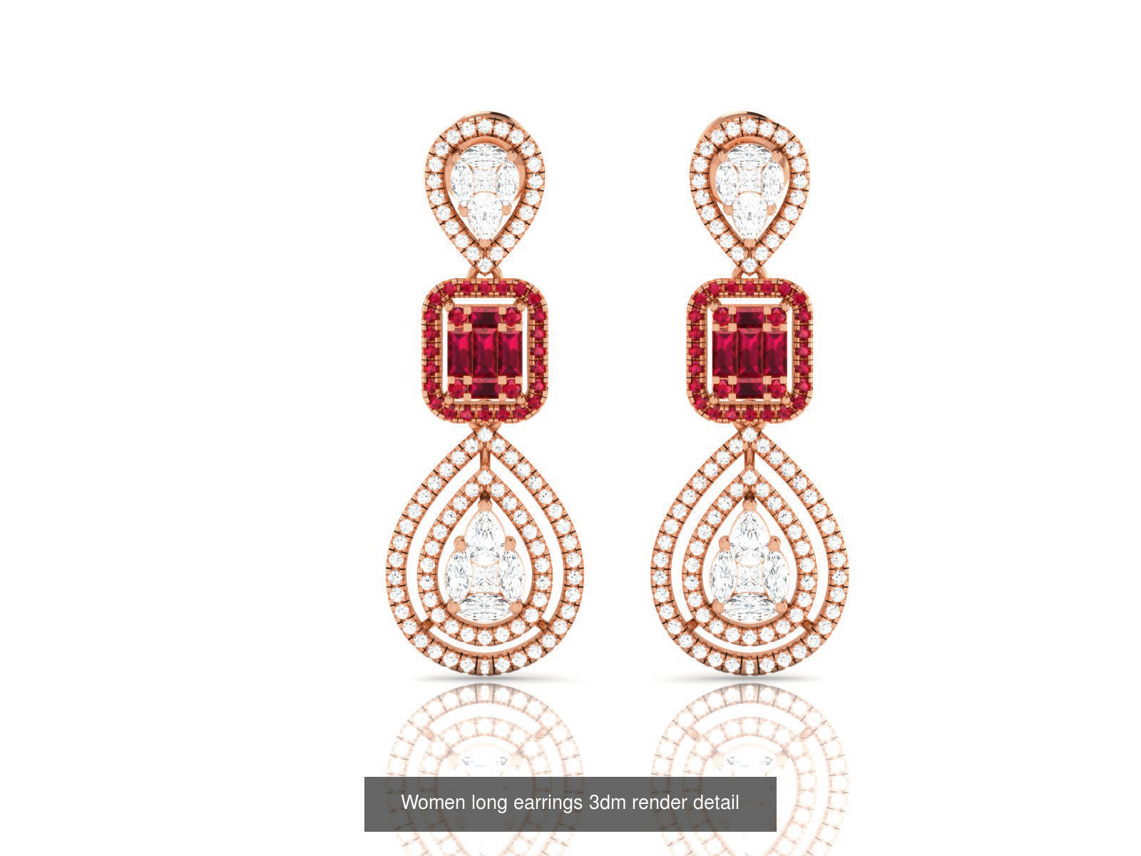 162 Women drop earrings 3dm render detail  3D Model Collection_24