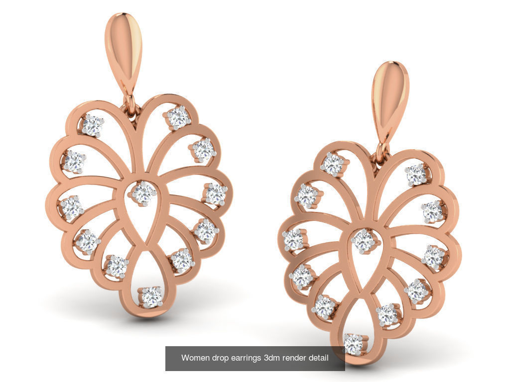 162 Women drop earrings 3dm render detail  3D Model Collection_107