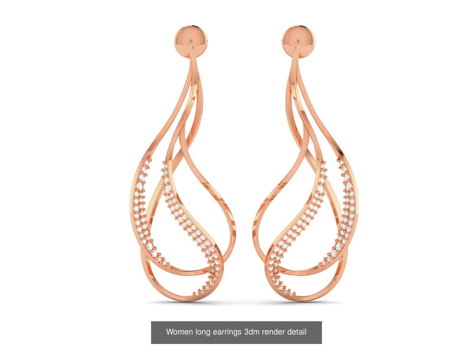 162 Women drop earrings 3dm render detail  3D Model Collection_29