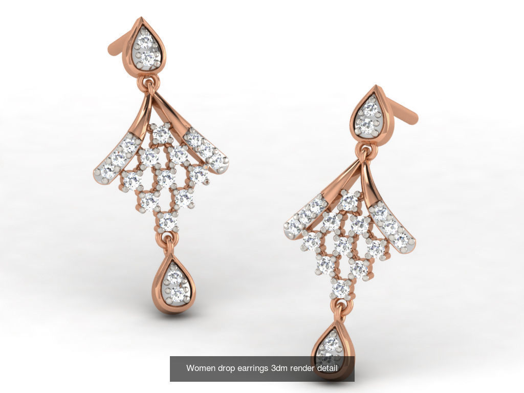 162 Women drop earrings 3dm render detail  3D Model Collection_68
