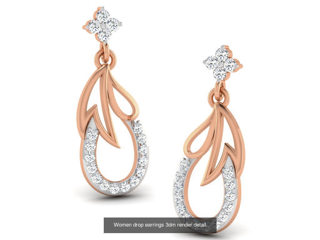 162 Women drop earrings 3dm render detail  3D Model Collection_116
