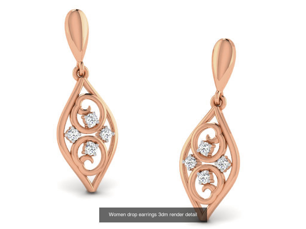 162 Women drop earrings 3dm render detail  3D Model Collection_112