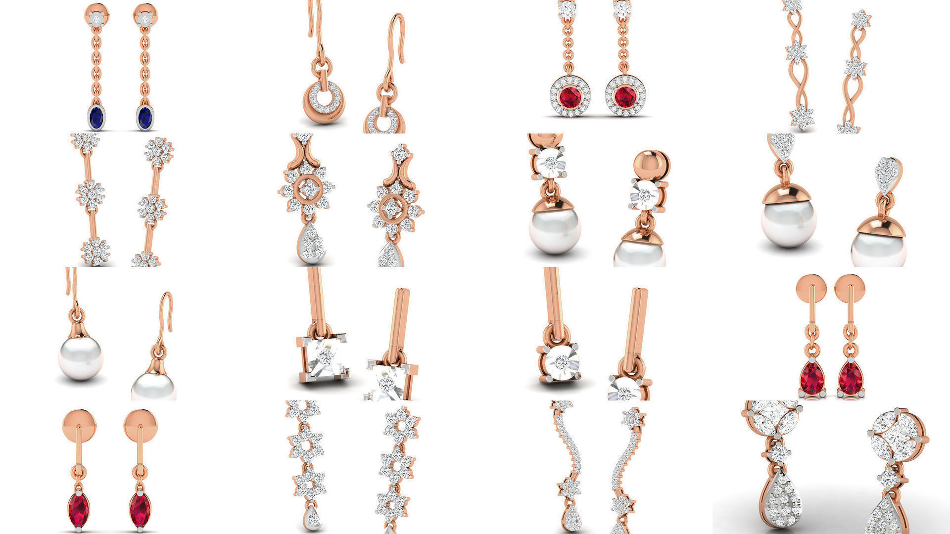 162 Women drop earrings 3dm render detail  3D Model Collection_17