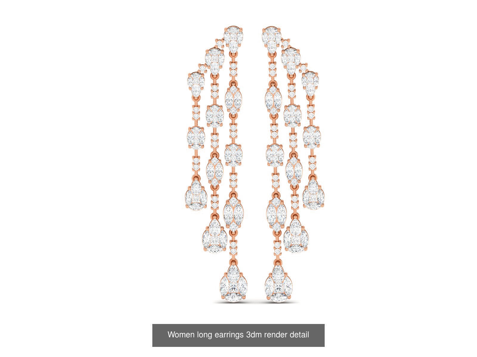 162 Women drop earrings 3dm render detail  3D Model Collection_36