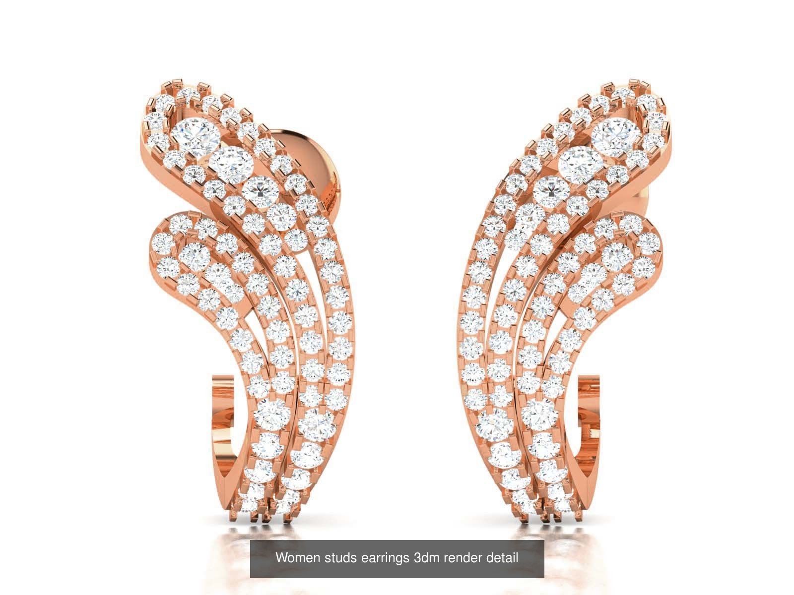 162 Women drop earrings 3dm render detail  3D Model Collection_48