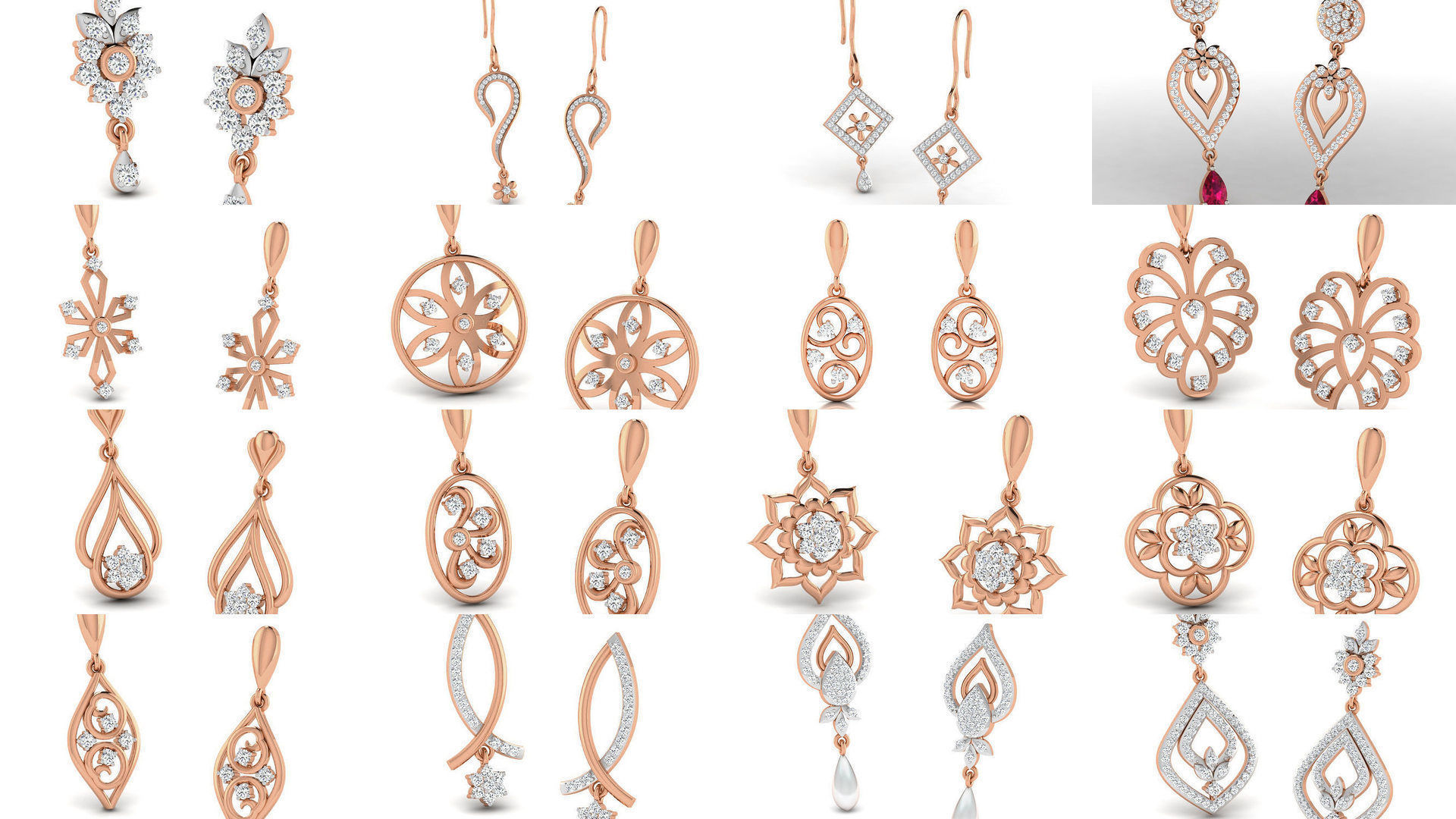 162 Women drop earrings 3dm render detail  3D Model Collection_9