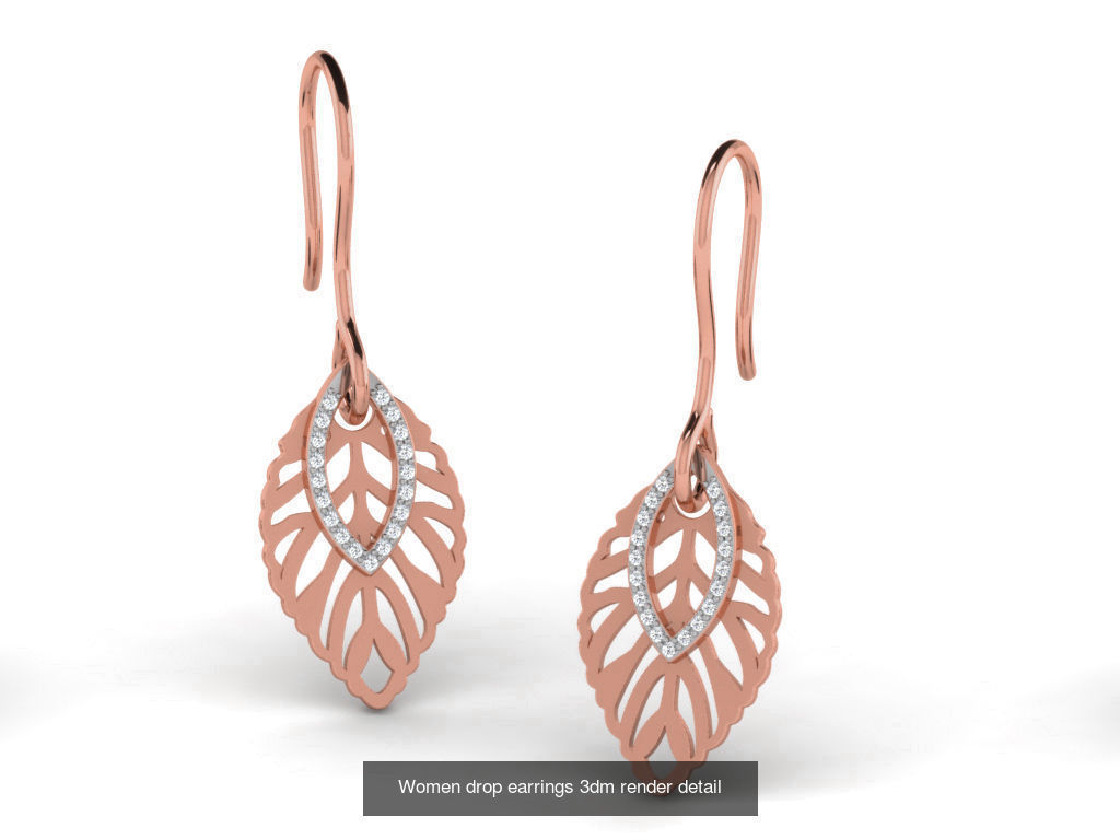 162 Women drop earrings 3dm render detail  3D Model Collection_181