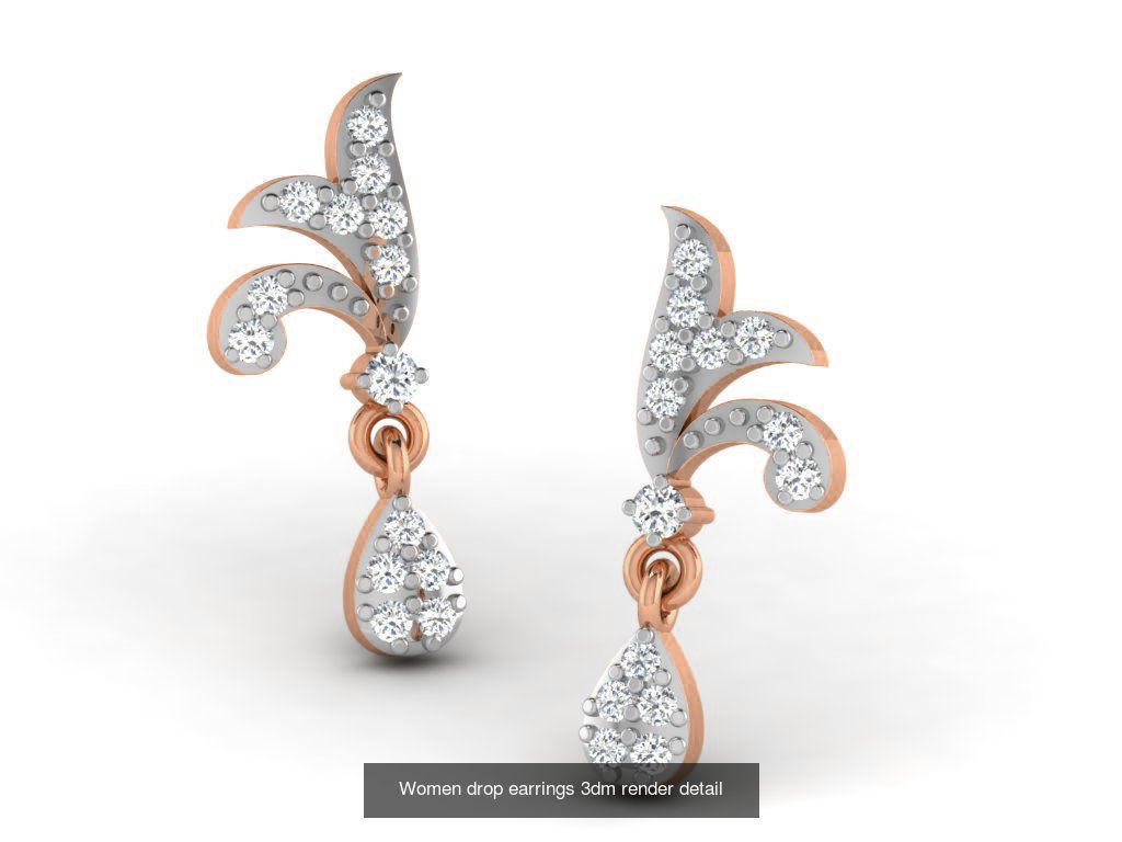 162 Women drop earrings 3dm render detail  3D Model Collection_99
