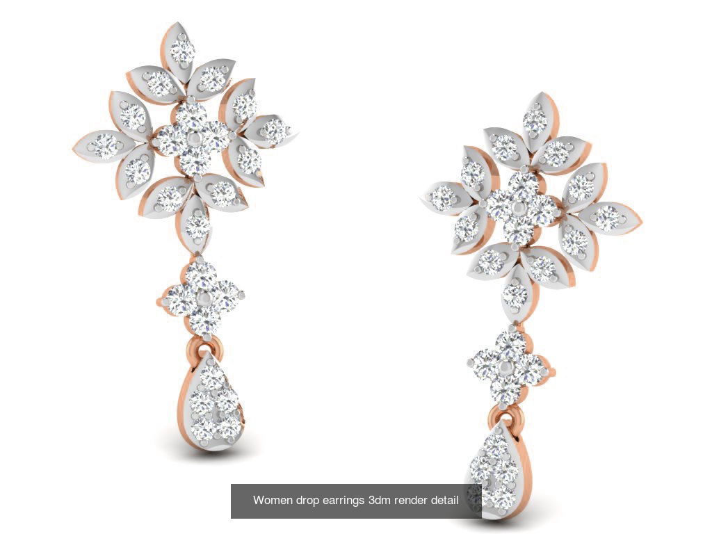 162 Women drop earrings 3dm render detail  3D Model Collection_133