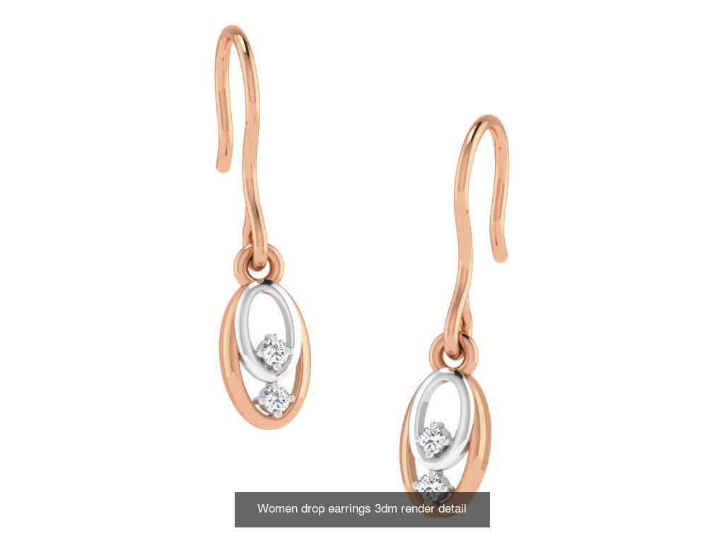 162 Women drop earrings 3dm render detail  3D Model Collection_126