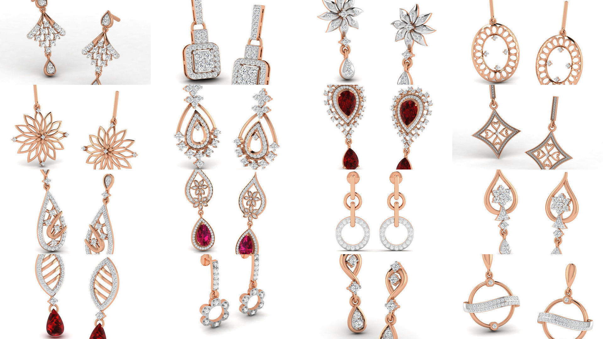 162 Women drop earrings 3dm render detail  3D Model Collection_5