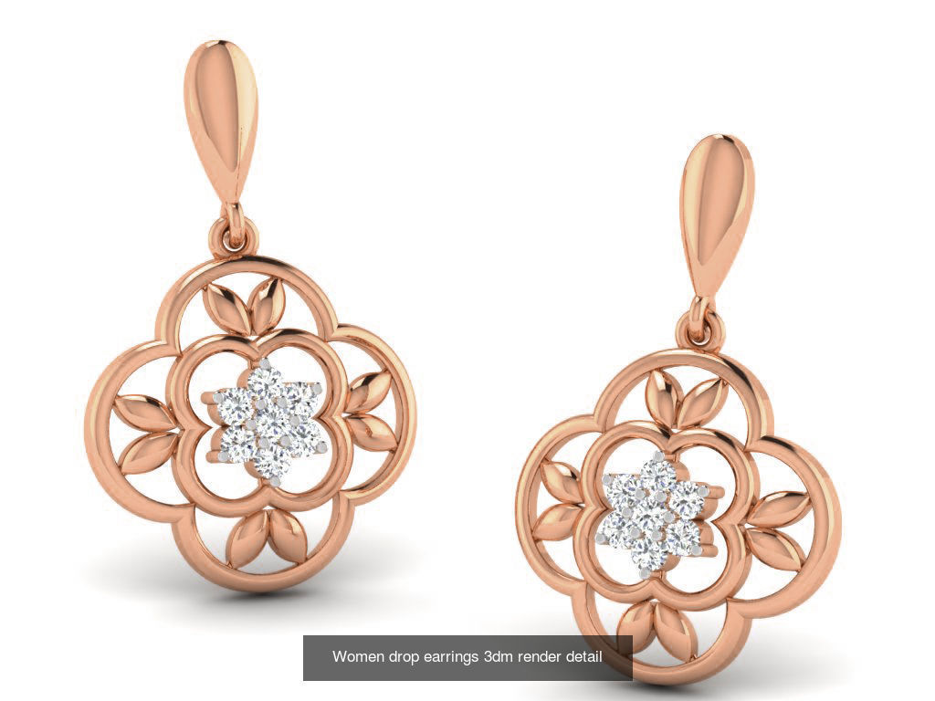 162 Women drop earrings 3dm render detail  3D Model Collection_111