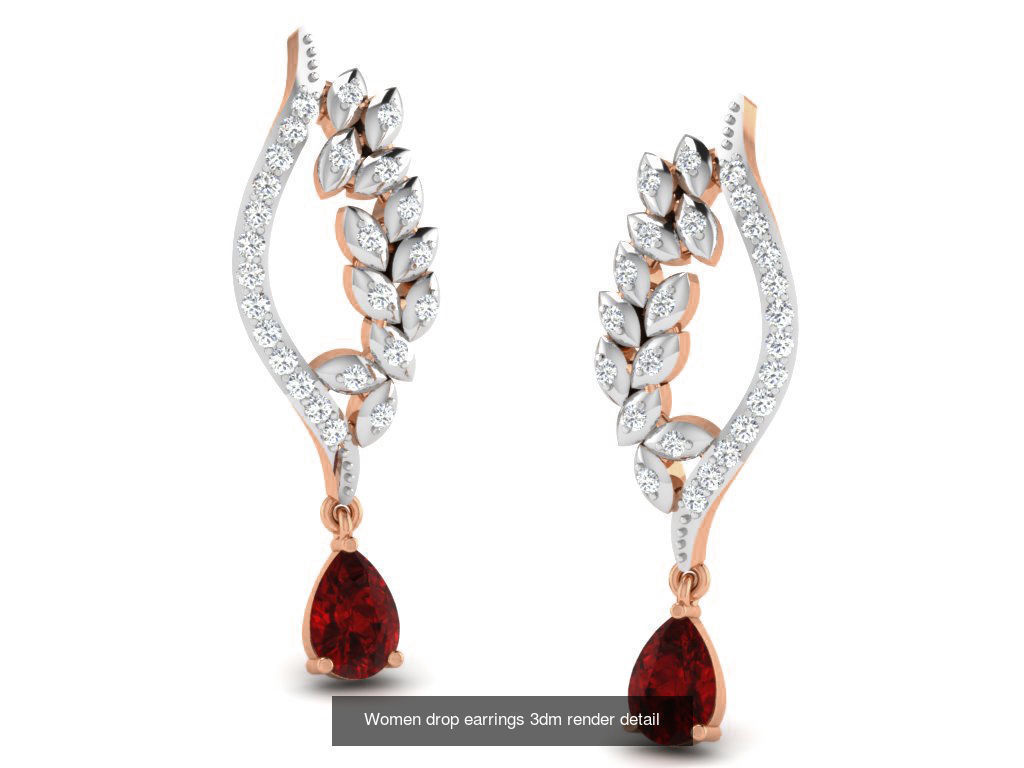 162 Women drop earrings 3dm render detail  3D Model Collection_66