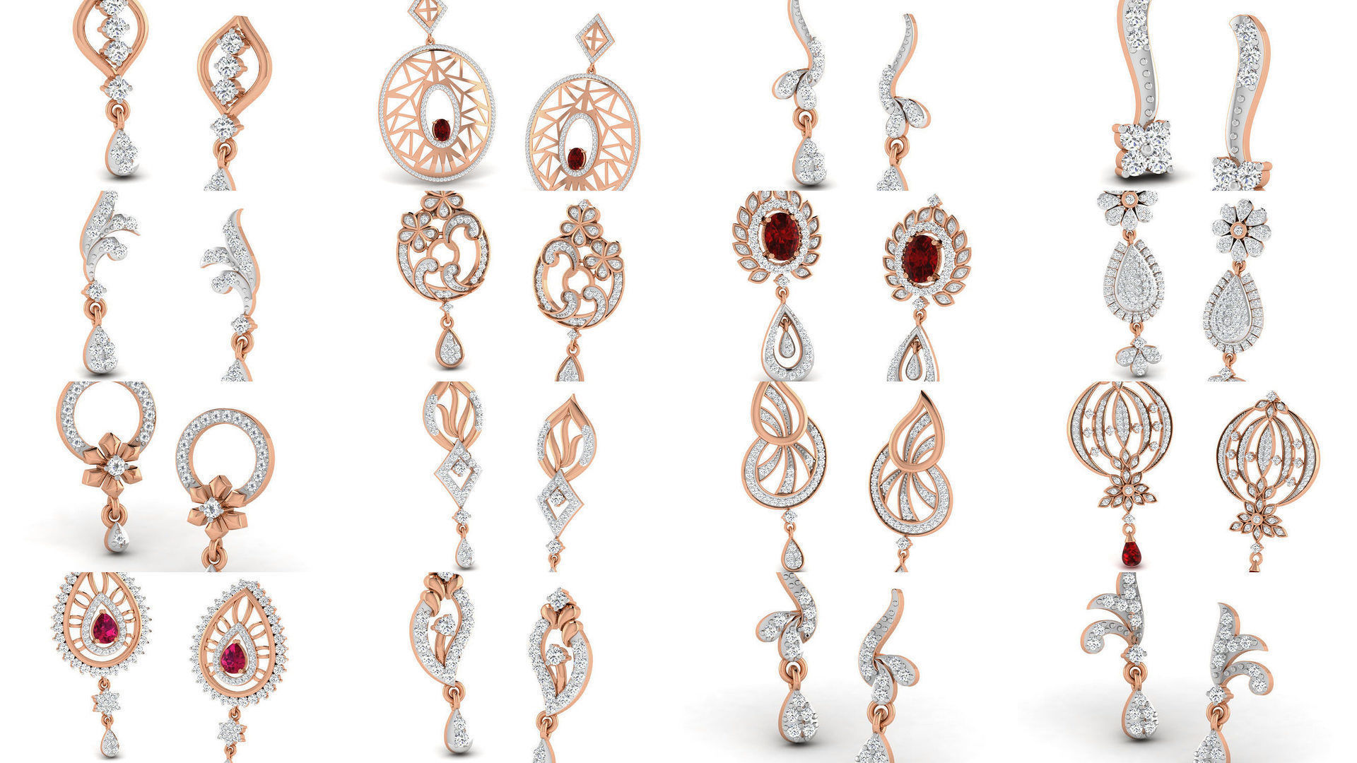 162 Women drop earrings 3dm render detail  3D Model Collection_7