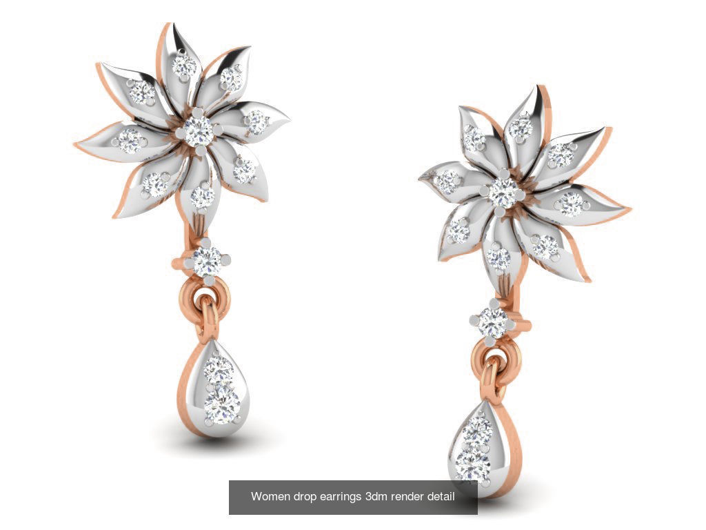 162 Women drop earrings 3dm render detail  3D Model Collection_70