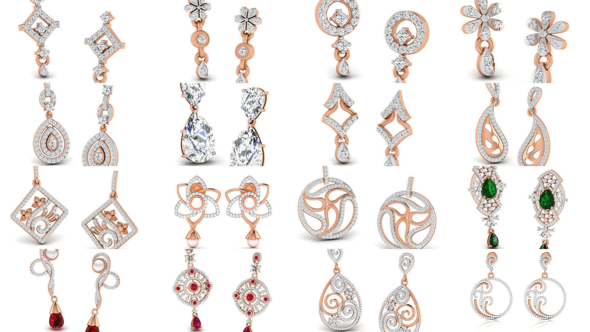 162 Women drop earrings 3dm render detail  3D Model Collection_15