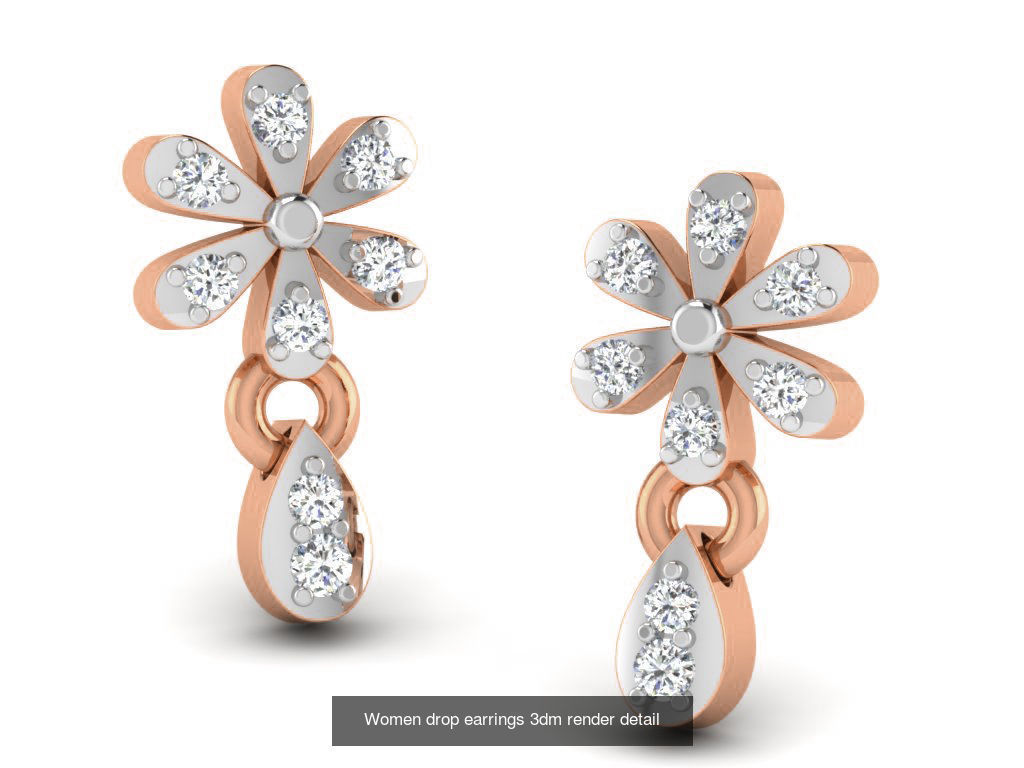 162 Women drop earrings 3dm render detail  3D Model Collection_151