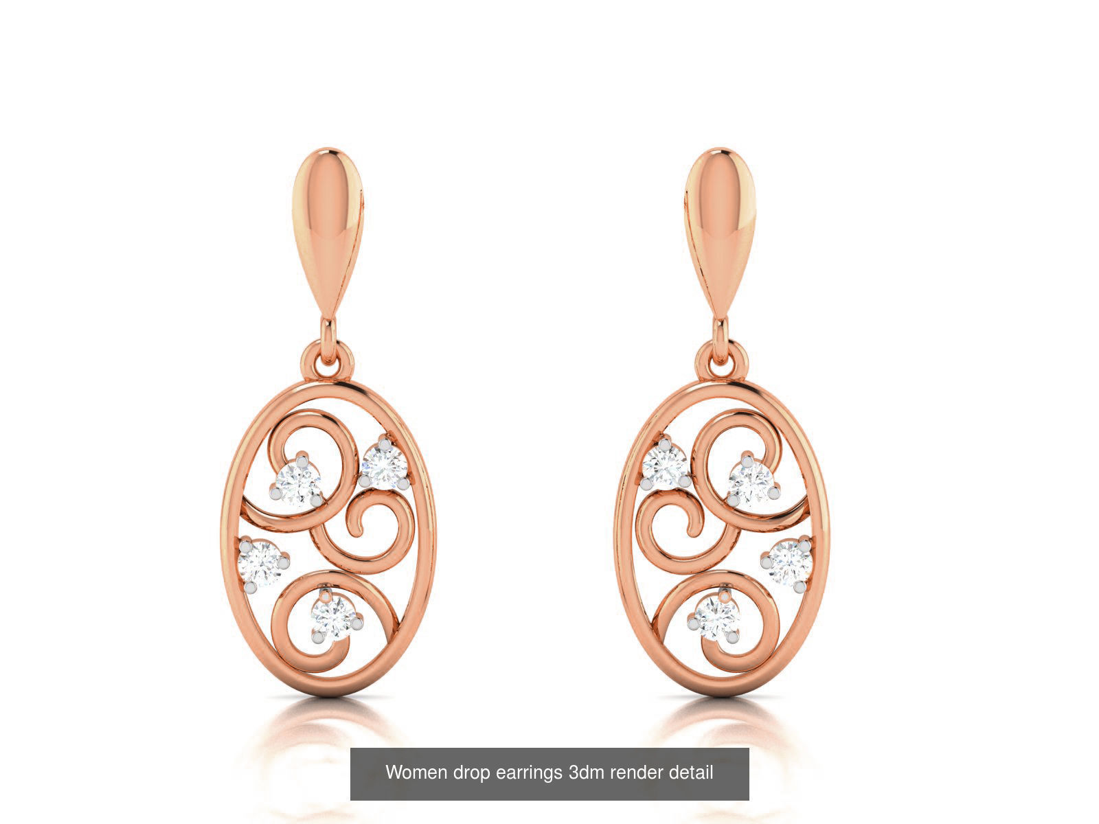 162 Women drop earrings 3dm render detail  3D Model Collection_106