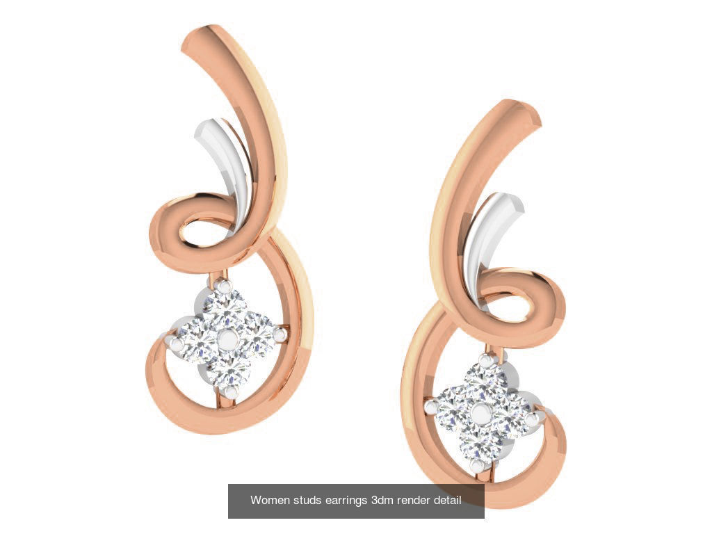 162 Women drop earrings 3dm render detail  3D Model Collection_127