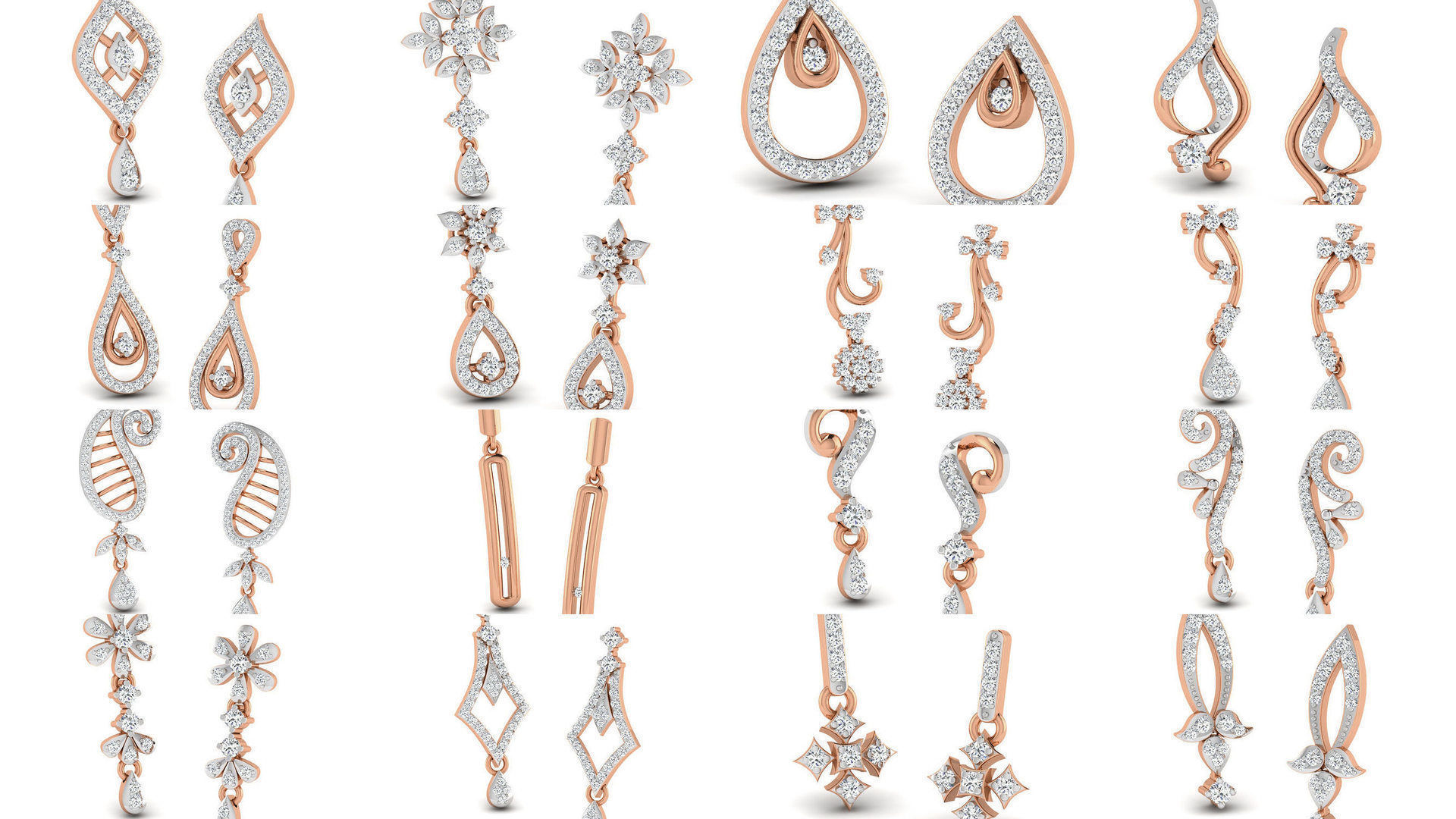 162 Women drop earrings 3dm render detail  3D Model Collection_13