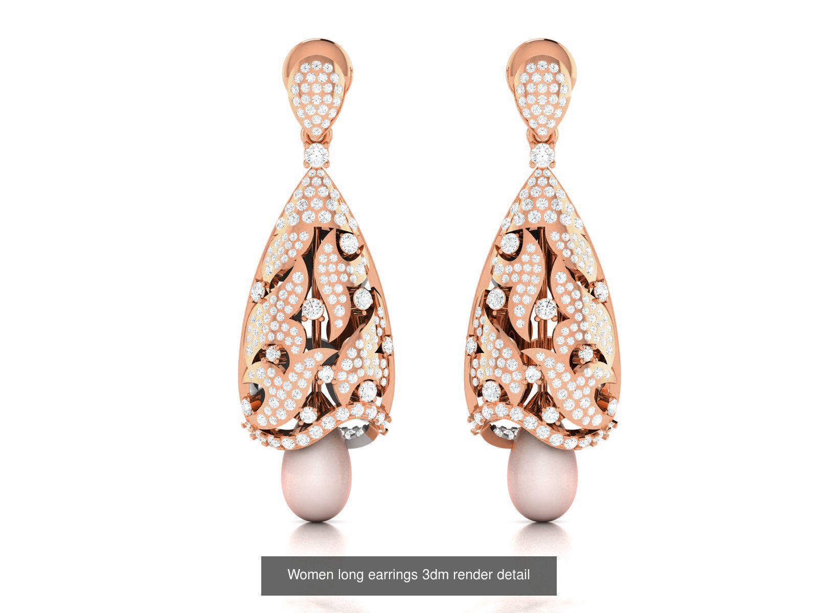 162 Women drop earrings 3dm render detail  3D Model Collection_58