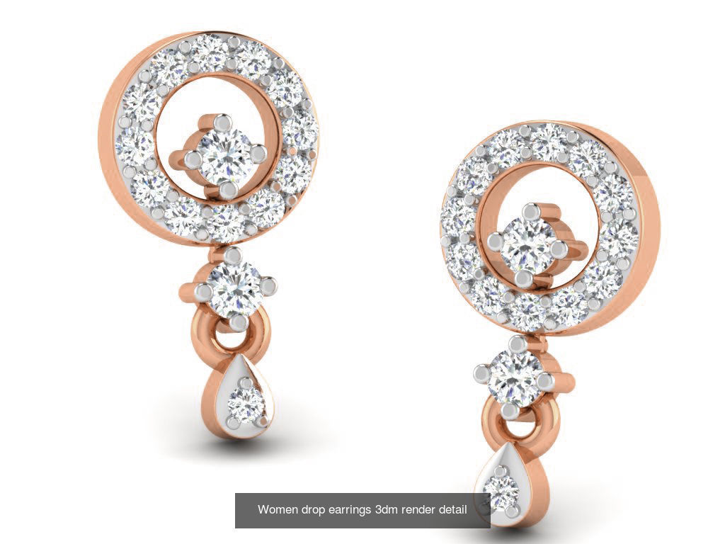 162 Women drop earrings 3dm render detail  3D Model Collection_150