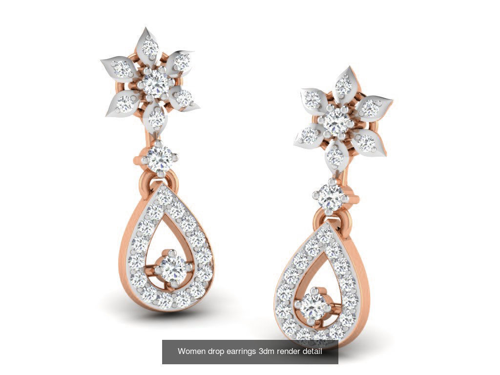 162 Women drop earrings 3dm render detail  3D Model Collection_137