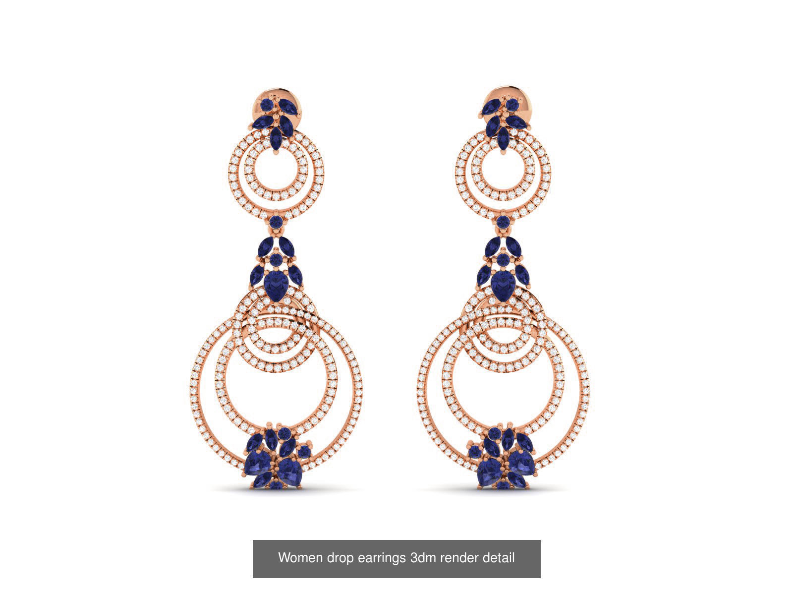 162 Women drop earrings 3dm render detail  3D Model Collection_28